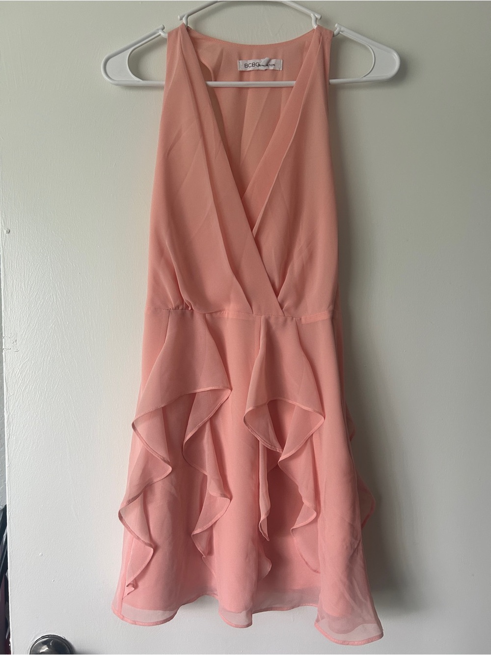 BCBGeneration Coral One-Shoulder Ruffle Cocktail Dress